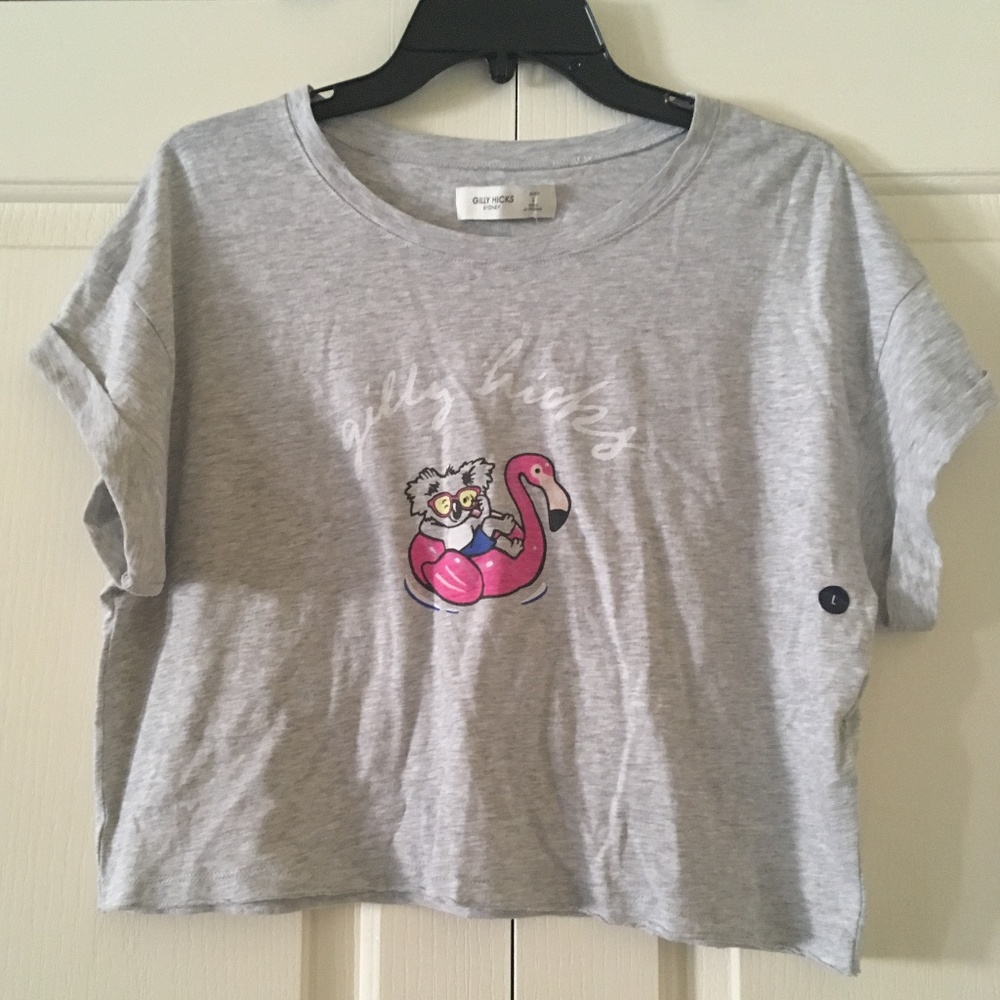 ✨NEW✨ Gilly Hicks Koala and Flamingo Gray Crop Top